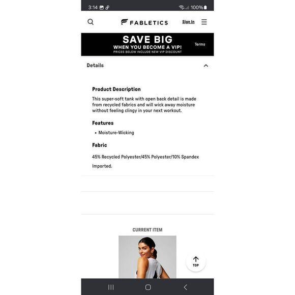 New XXS Fabletics Soft Grey Heather Blake Open Back Tank Top Muscle Shirt NWT - Picture 5 of 8